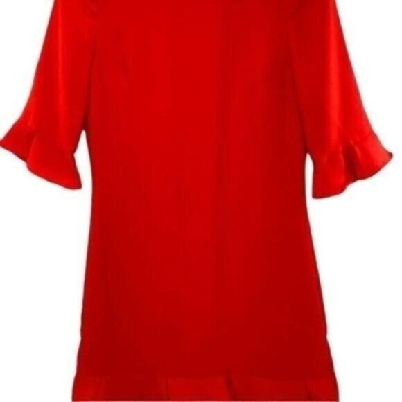 CeCe Red Ruffle Shift Dress - Picture 7 of 9